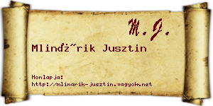 Mlinárik Jusztin névjegykártya